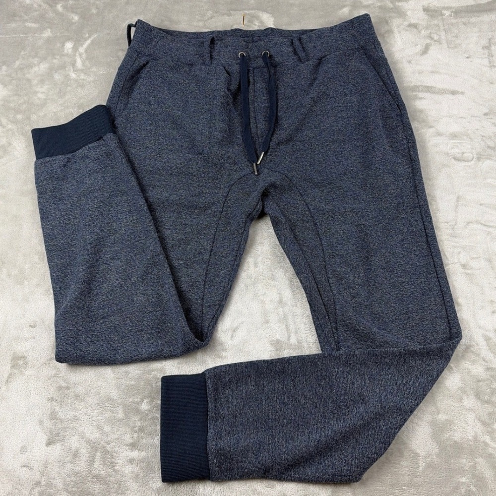 Civil Society Mens Blue Marled Knit Jogger Pants L/34 Drawstring Tapered